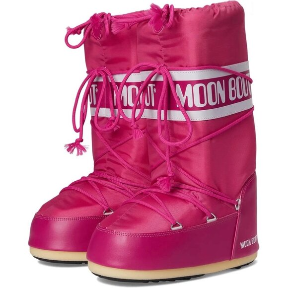 MOON BOOT "The Original" Icon Tall Nylon Hot Pink Bougainvillea Womens 35-38 EU - Picture 1 of 14